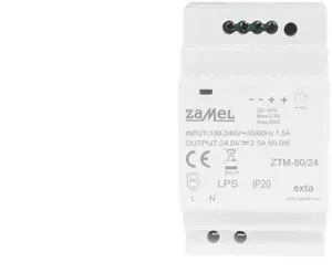Импульсный блок питания Zamel ZTM-60/24 60Вт 24В DC для установки на DIN-рейку TH-35