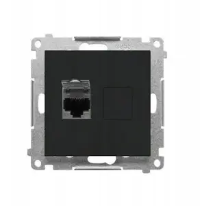 Компьютерная розетка Kontakt-Simon T61E.01/149 RJ45 категория 6, экранированная с пылезащитной крышкой, матовый черный