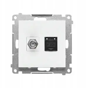 Антенная розетка Kontakt-Simon 55 TASFRJ45.01/111 типа F и RJ45 кат.6, матовый белый