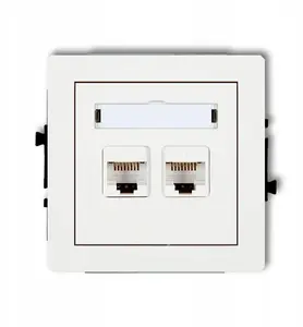Механизм двойной компьютерной розетки Karlik DECO 2xRJ45 кат. 5e 8-контактный матовый белый