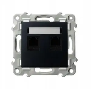 Ospel SZAFIR GPT-2ZN/m/33 Double Independent Telephone Socket, Metallic Black