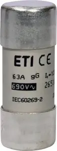 Цилиндрическая плавкая вставка Eti-Polam CH22x58, gG, 63A, 690V