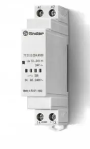 Finder 77.01.9.024.8050 Modular Solid State Relay, 5A, 48-265 VAC Switching, 24 VDC Control, Zero-Crossing