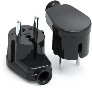 Düwi 24031 Angled Plug 2P+E Unischuko IP20 250V 16A Black