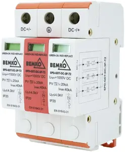 BEMKO A52-SPD-GDT-DC-3P-T2 DC Surge Protection Device 3P 1000V Type 2 with Gas Discharge Tube