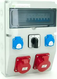 ELS Elektrotechnika Construction Power Distribution Board 32A/5, 16A/5, 2x230V Sockets with Circuit Breakers, RCD and L-0-P Switch