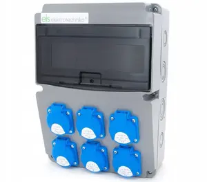 ELS Elektrotechnika 11NO600 Wall-Mounted Construction Distribution Board, 6x 230V Sockets, 11-Module Window