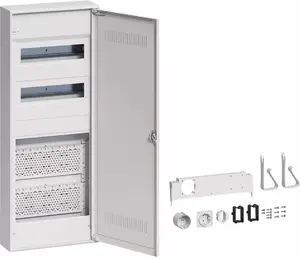 Hager Volta VA602WWH Surface-Mounted Hybrid Distribution Board, 24 Modules, 5 Rows, with 2 Plates and 1 Socket, Plastic Door