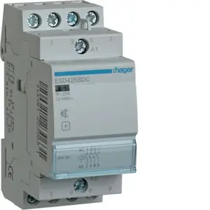 Бесшумный модульный контактор Hager ESD425SDC 25А 4НО 24В AC/DC