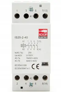 KOOP Elektro IS25-2-40 Modular Contactor 25A 4NO 230V 2-Pole
