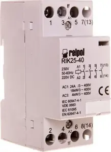 Relpol RIK25-40-230 Modular Contactor 25A 4NO 230V AC/DC