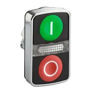 Schneider Electric ZB4BW7A3741 Double Pushbutton, Green/Red, Illuminated, Spring Return