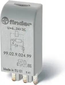 Finder 99.02.9.220.99 EMC LED Module with Diode, Green, 110-220V DC, A1+ Polarity
