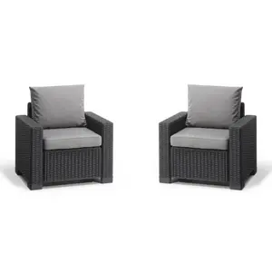 Keter California Garden Armchairs, 2-Piece Set, Grey, Weather-Resistant Plastic