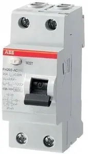 ABB FH202 AC-63/0.03 Residual Current Circuit Breaker, 2-Pole, 63A, 30mA, AC Type