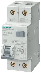 Siemens 5SU1356-6KK06 noplūdes strāvas automātslēdzis 2P 6A B 30mA tips A 6kA