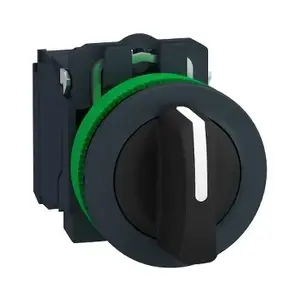 Schneider Electric Harmony XB5FD33 Flush Mounted Selector Switch, 3-Position, Black