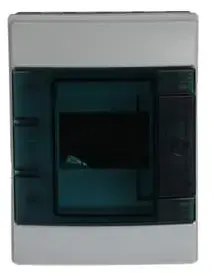 ABB Mistral65 1SL1200A00 Surface-Mounted Modular Distribution Board, 4 Modules, IP65, Transparent Door, Light Grey
