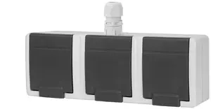 Тройная накладная розетка с заземлением ELEKTROPLAST AQUANT 2K 3x2P+Z IP65 серая