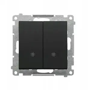 Двойной перекрестный выключатель Kontakt-Simon 10 AX 250В, быстрозажимные контакты, матовый черный