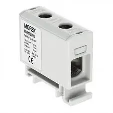 MOREK OTL50 Terminal Block for AL/CU Conductors 1.5-50mm2, DIN Rail Mount, 1-Pole, 2-Hole, Grey