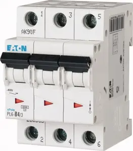 Автоматический выключатель EATON PL6-D4/3, 3-полюсный, характеристика D, 4А, 6кА