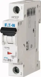 Автоматический выключатель Eaton PL6-C10/1 1P 10A кривая C 6кА