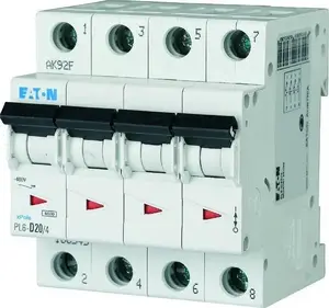 Автоматический выключатель Eaton PL6-C20/4 20А 4-полюсный 6кА
