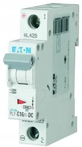 Автоматический выключатель EATON PL7-C16/1-DC 1P C 16A 10kA DC