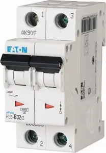 Автоматический выключатель Eaton PL6-D32/2, 2 полюса, характеристика D, 32А, 6кА