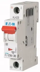 Автоматический выключатель EATON PL7-C10/1-DC, 1 полюс, характеристика C, 10А, 10кА