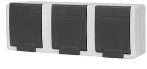 ELEKTROPLAST AQUANT 2K Triple Surface-Mounted Socket with Grounding 3x2P+Z IP55 Grey