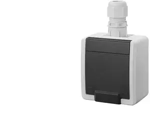 Одноместная накладная розетка с заземлением ELEKTROPLAST AQUANT 2K 2P+Z IP65 серая 5041-65