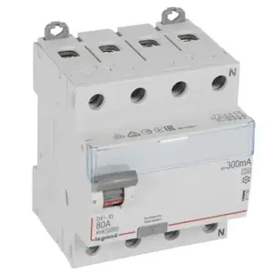 Legrand 411782 DX3 Residual Current Circuit Breaker 4P 80A 0.3A Type A