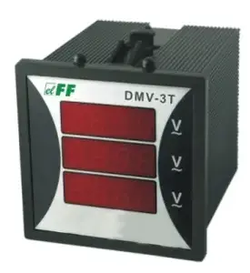 Трехфазный цифровой модульный вольтметр F&F DMV-3T TrueRMS 100-300В AC, точность 0,5%