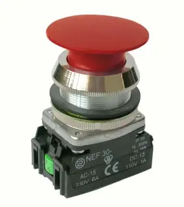 Promet W0-NEF30-D XY C 30mm Red Push Button Switch with Spring Return 1NO 1NC
