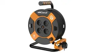 Düwi 24624 kabeļa spoles pagarinātājs, 4 kontaktligzdas, H05VV-F 3G1.5, 25m, oranžs/melns