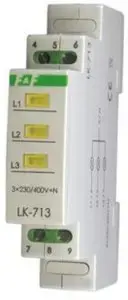 F&F LK-713 Y Three-Phase Power Indicator Light, Yellow, DIN Rail Mount