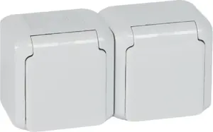 Legrand Forix Double Socket Outlet, IP44 Hermetic, 16A, Grey