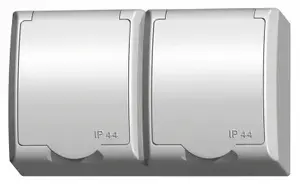 Двойная герметичная розетка Ospel GNH-2HS/00/w Schuko, 16А, IP44, белая