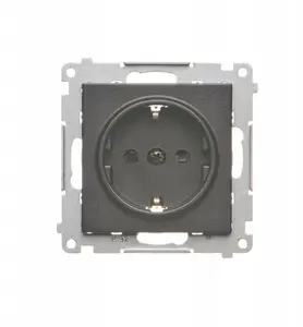 Kontakt-Simon Simon 55 Schuko Socket Module, 16A 250V, with Shutters, Matte Black