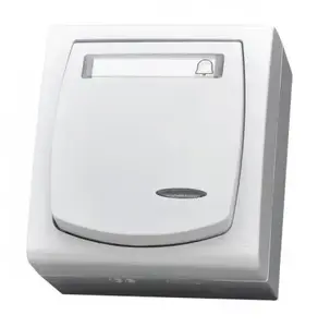 Ospel ŁNH-6NS/00 Bell Push Button Switch with Illumination, White, IP44, 10A 250V