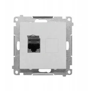 Компьютерная розетка Kontakt-Simon 55 RJ45 категория 6, одинарная, с пылезащитной шторкой, матовый алюминий