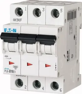 Eaton PL6-C10/3 automātiskais slēdzis 3P 10A 6kA C-raksturlīkne