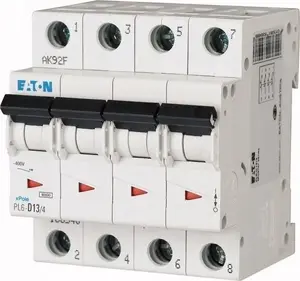 Автоматический выключатель Eaton PL6-B13/4, 4-полюсный, характеристика B, 13А, 6кА