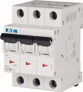 Eaton PL6-D6/3 automātiskais slēdzis 3P 6A 6kA D-raksturlīkne