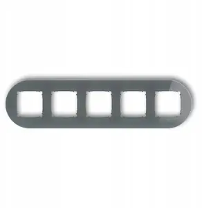 Karlik 5-gang universal round frame, glass effect, graphite frame and matte graphite base