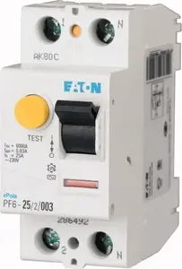 Дифференциальный выключатель Eaton PF6-25/2/05 2P 25A 0,5A тип AC