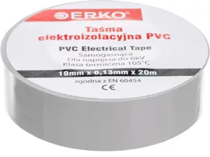 Erko TPVC_19-20-SZARA Electrical Insulation Tape, 19mm x 20m, Grey