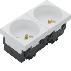 Hager EER2339010 Double Socket Outlet 45x45mm White